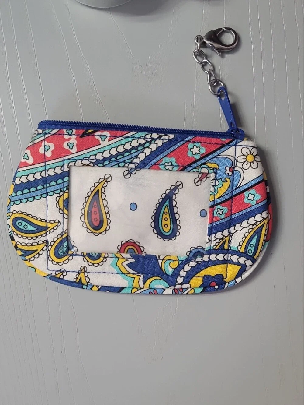 Vera Bradley Blue & Yellow Paisley Zip Pouch
